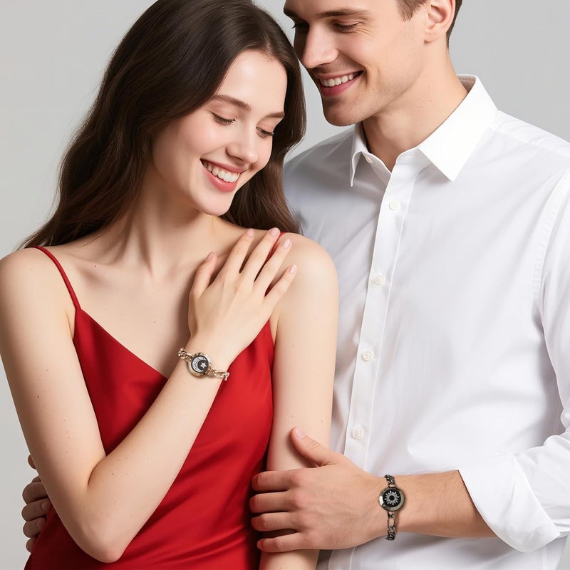 totwoo أساور اللمس لمسافات طويلة للأزواج، مجوهرات حب ذكية مع إضاءة واهتزاز، هدايا عيد الحب لمسافات طويلة له ولها، اقتران بلوتوث من واحد إلى واحد عبر التطبيق - Image 5